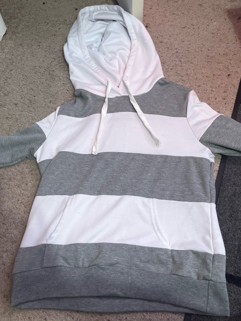 Target Gray & White Striped Hooded Pullover